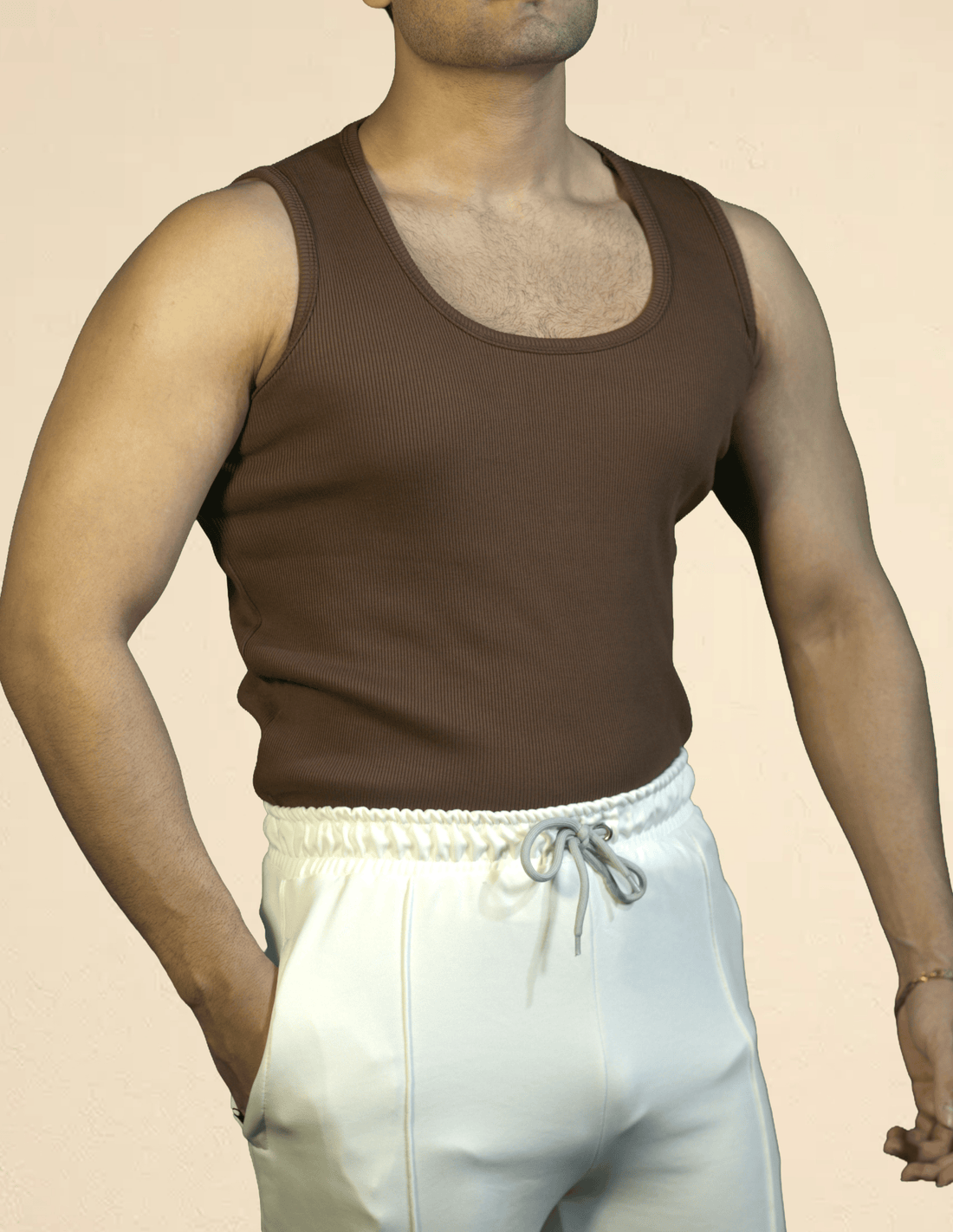 RIBBED TANK TOPS | BROWN