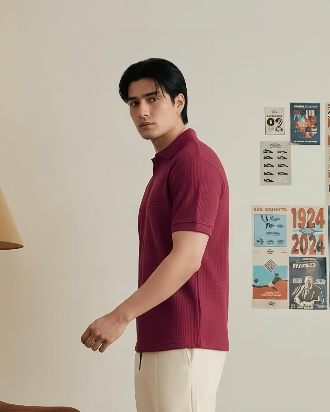 THARMAL KNITTED POLO  | MEHROON