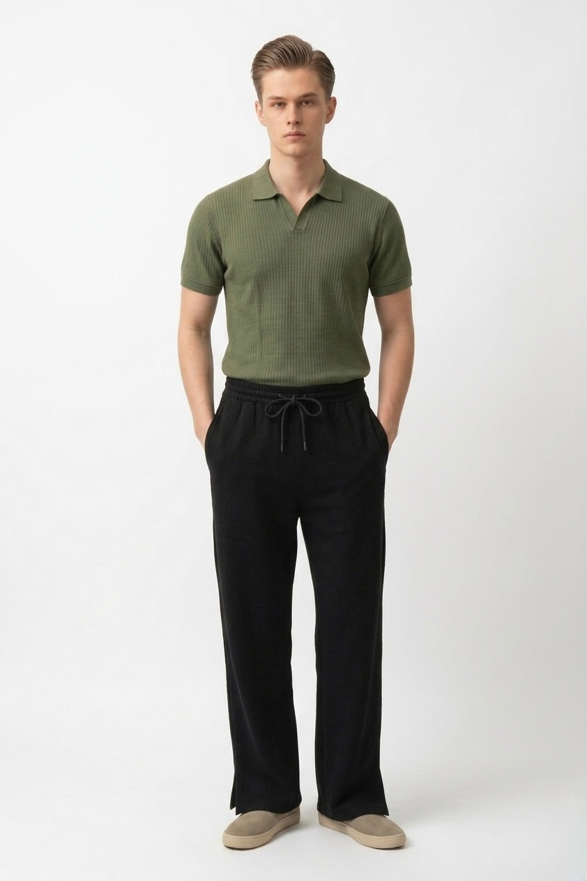 RELAXED WIDE LEG TROUSER | BLACK