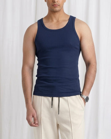 RIBBED TANK TOPS | NAVY BLUE
