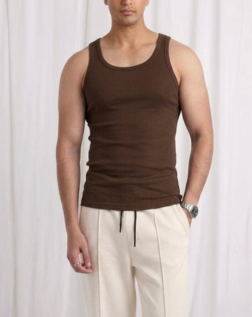 RIBBED TANK TOPS | BROWN