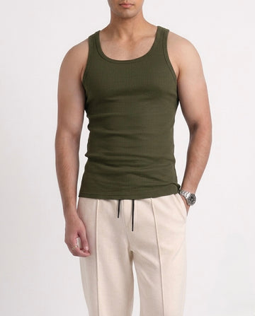 RIBBED TANK TOPS | OLIVE