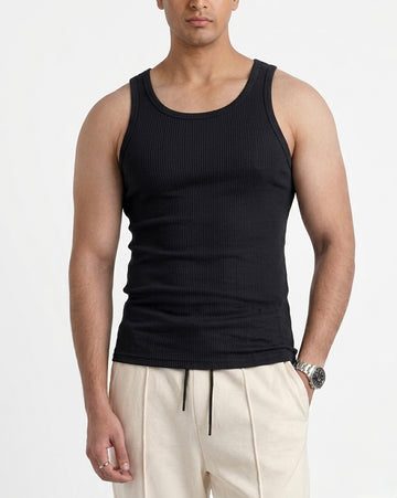 RIBBED TANK TOPS | BLACK